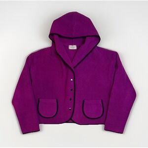 Henri Bendel Vintage Womens Purple Cardigan Snap Button Hooded One Size Fits All